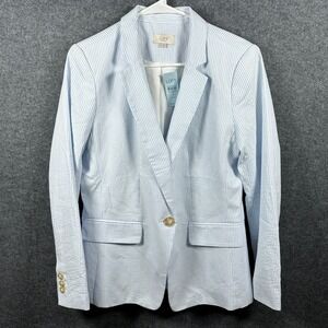 LOFT Petites Women's Blue Stripe Blazer Jacket Size 12 Petite NWT